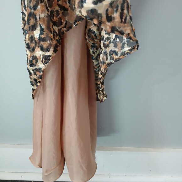 VTG 1990s Hampton Nites Sz 12 Cheetah Print Chiffon Cocktail Maxi Dress Lined - Picture 8 of 14